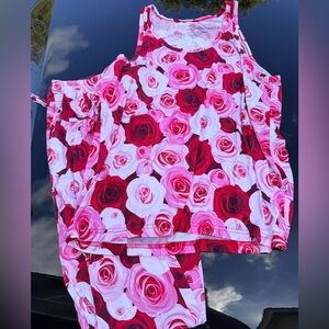 Floral Rose Print Women’s Bamboo Pajama Set